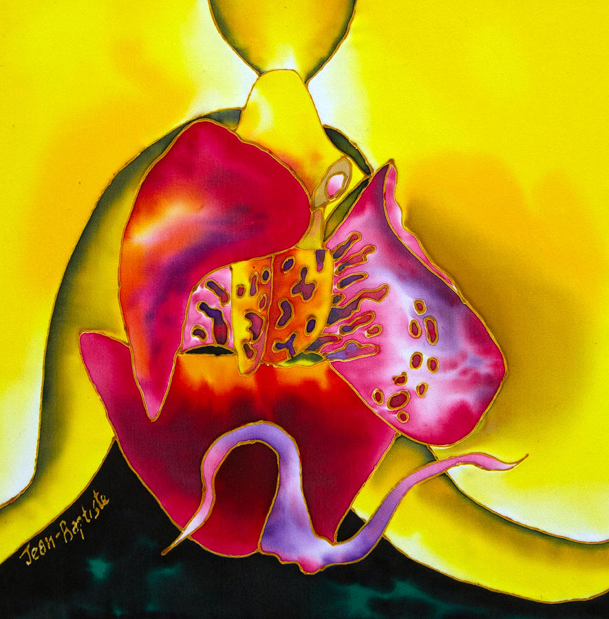 Yellow Orchid Painting by Daniel Jean-Baptiste