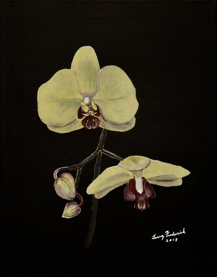 Yellow Orchid Painting by Terry Frederick