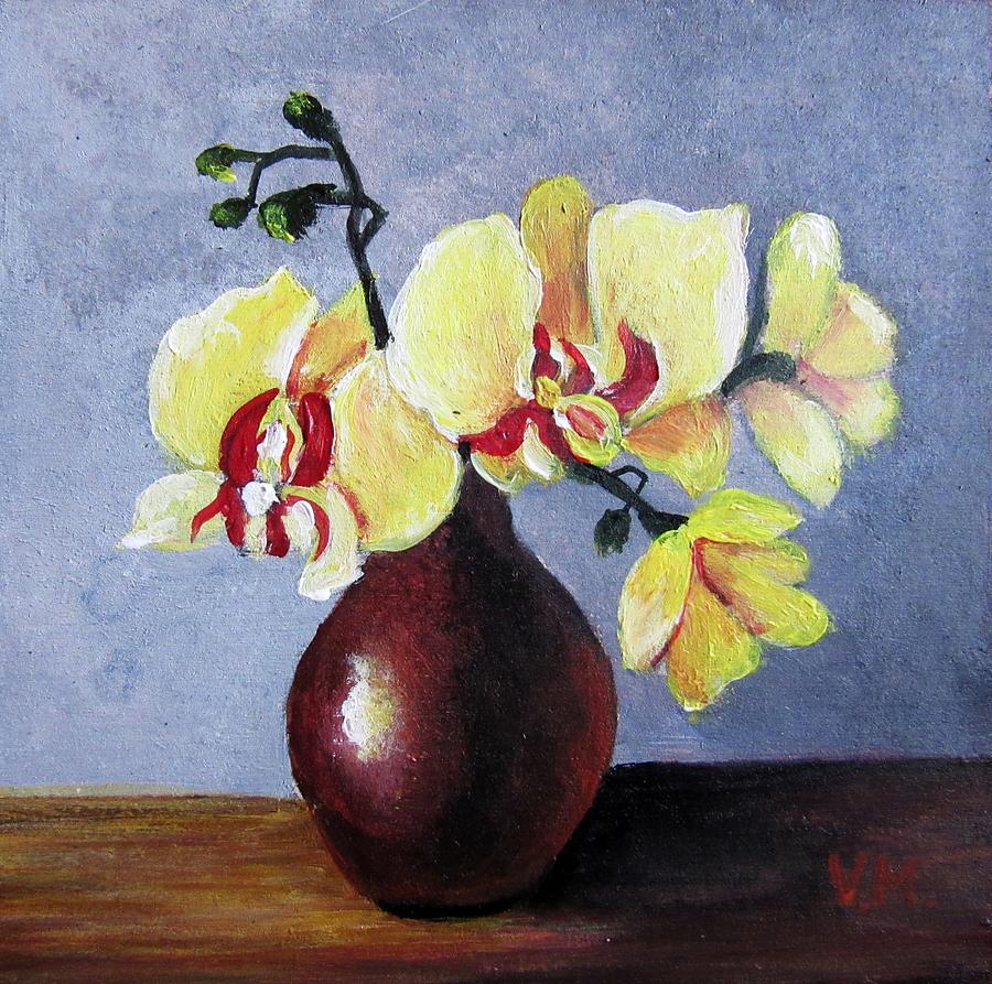 Yellow orchid  Painting by Vesna Martinjak