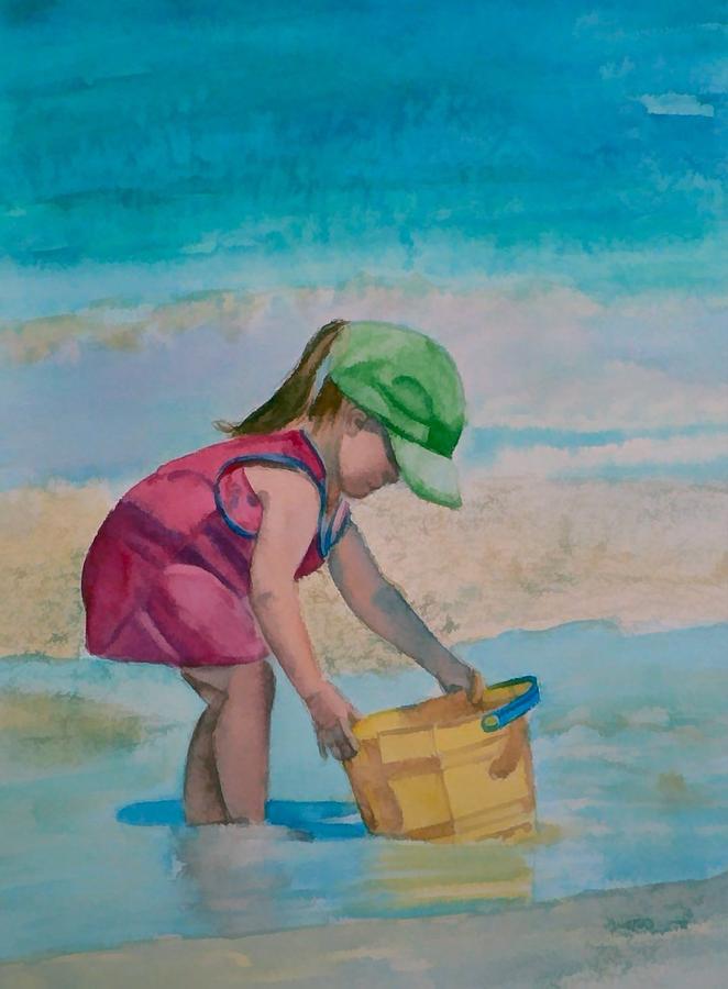 Girl Painting - Yellow Pail by Lynne Atwood Girl Painting - Yellow Pail by Lynne Atwood
