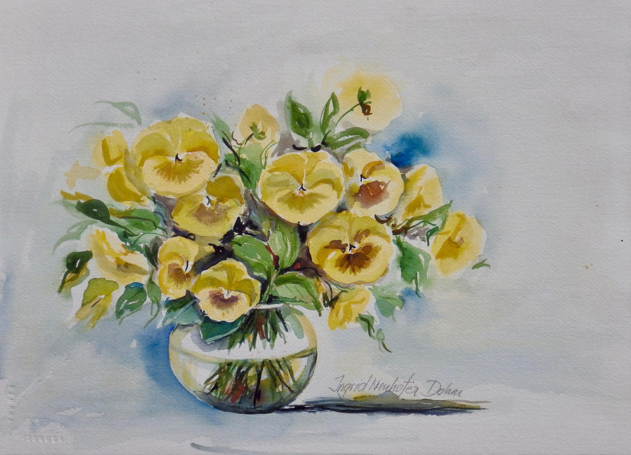 Yellow Pansies Painting by Ingrid Dohm