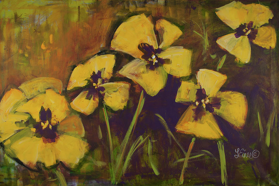 Yellow Pansies Painting by Terri Einer