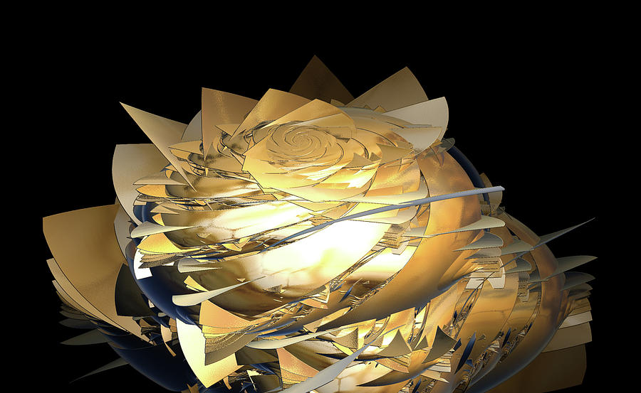 Abstract Digital Art - Yellow paper Rose by Linda Phelps