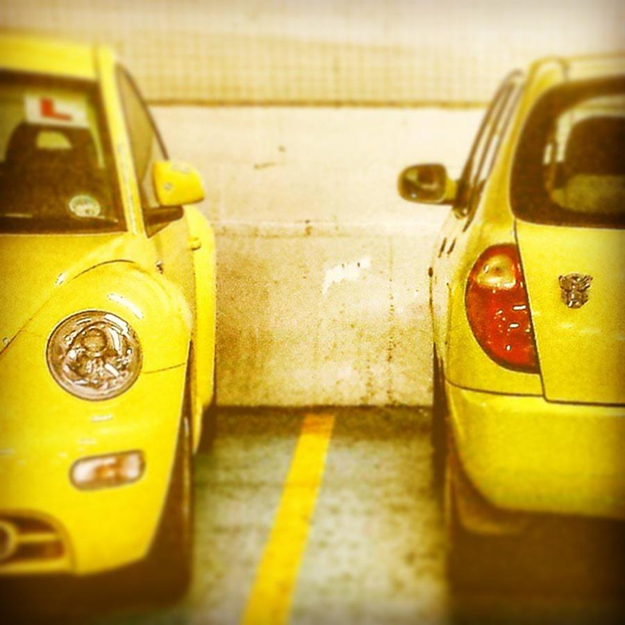Transformers Photograph - #yellow #parked #carpark #volkswagen by Abdurrahman Ozlem