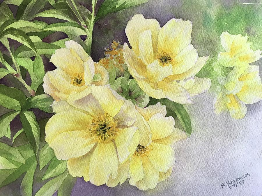 Yellow Peonies Painting by Rachel Korsholm - Fine Art America