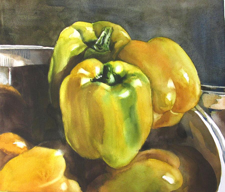 Yellow Peppers Painting by Alfred Ng