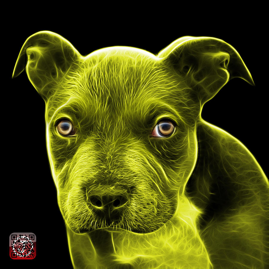 Yellow Pitbull puppy pop art - 7085 BB Painting by James Ahn