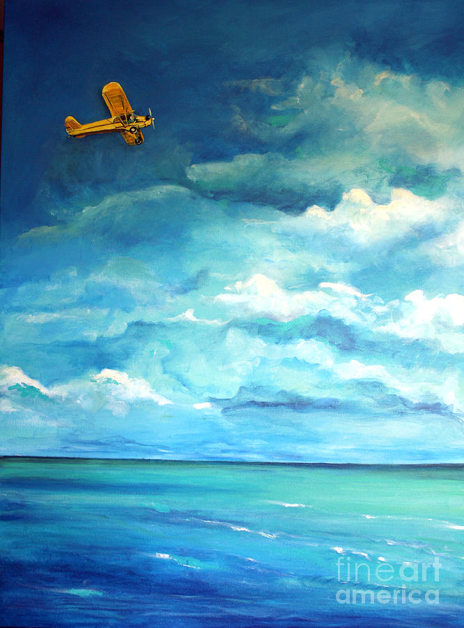 Piper Cub Plane Painting - Yellow Plane by Valerie  Bruzzi