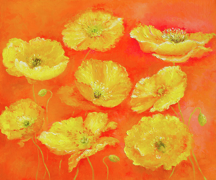 Yellow Poppies Painting by Jan Matson