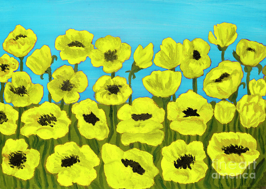 Yellow poppies, painting Painting by Irina Afonskaya