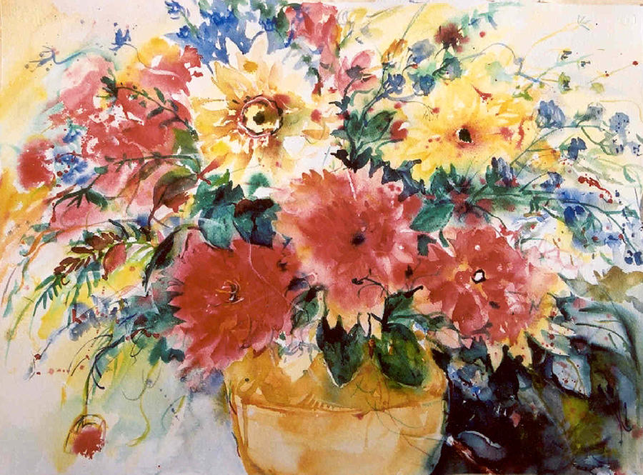 Yellow Pot Painting by Ingrid Dohm
