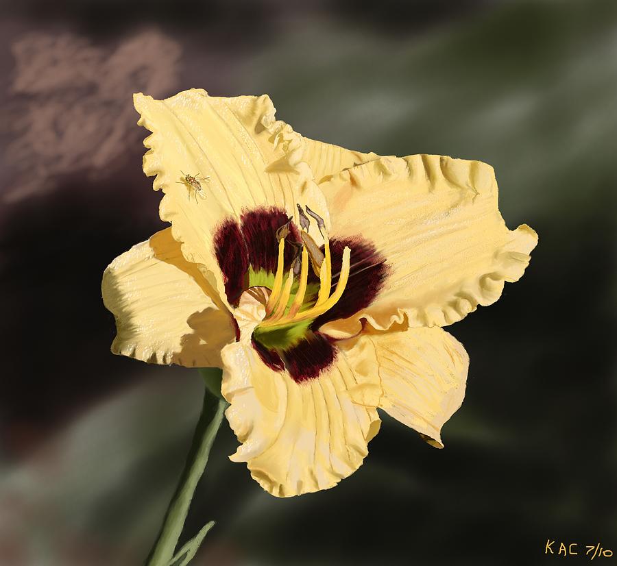 Yellow-Purple Lily  Painting by Kenny Chaffin