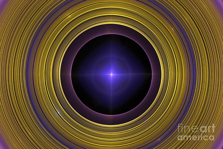 Abstract Digital Art - Yellow Purple Rings by Kim Sy Ok