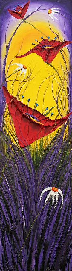 Yellow Purple Sky Poppies Painting by James Dunbar