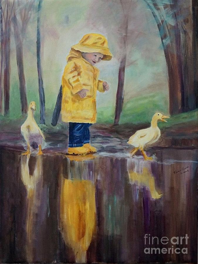 Duck Painting - Yellow Rain by Frankie Picasso