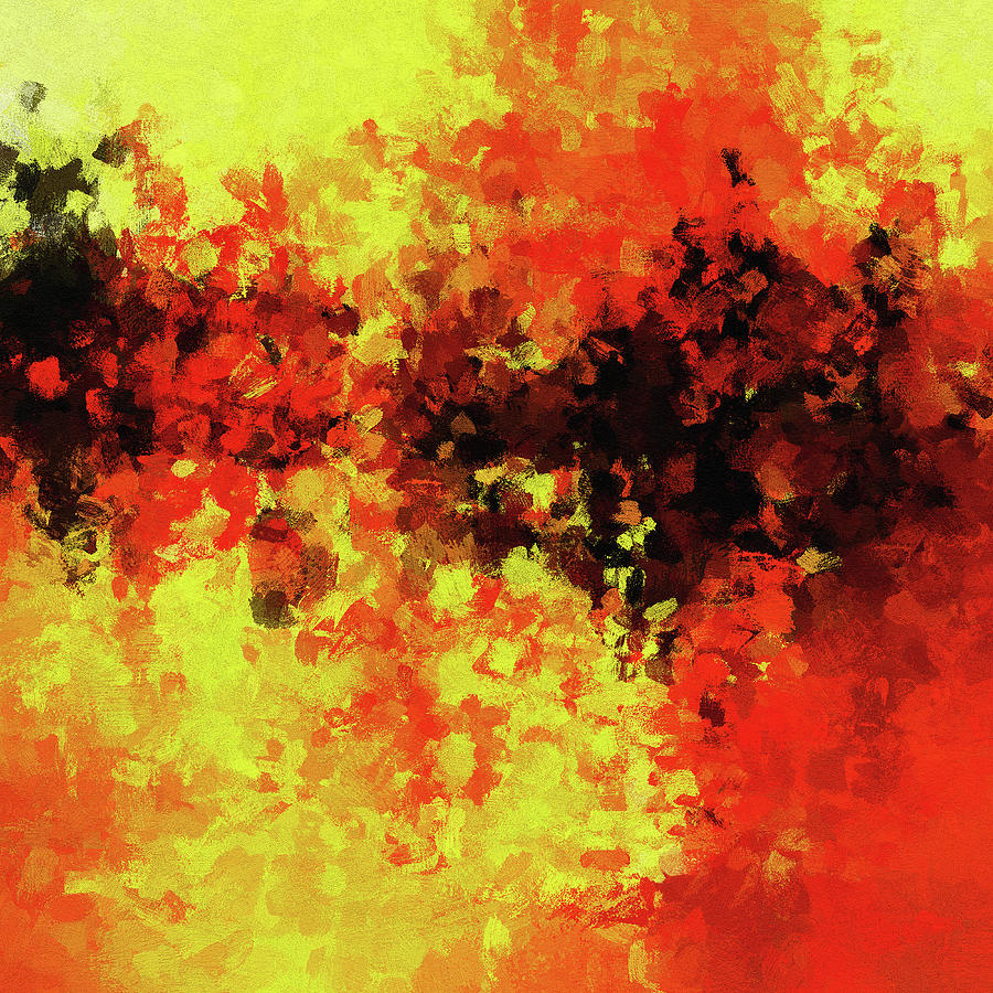 Yellow, Red and Black Painting by Inspirowl Design
