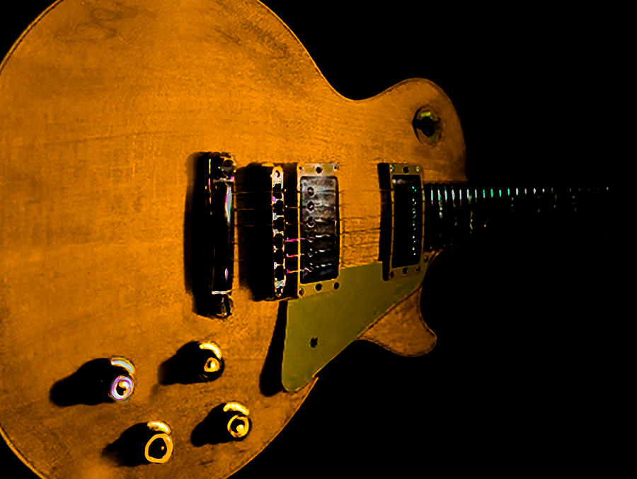 Yellow Relic Guitar Hover Series Digital Art by Guitarwacky Fine Art