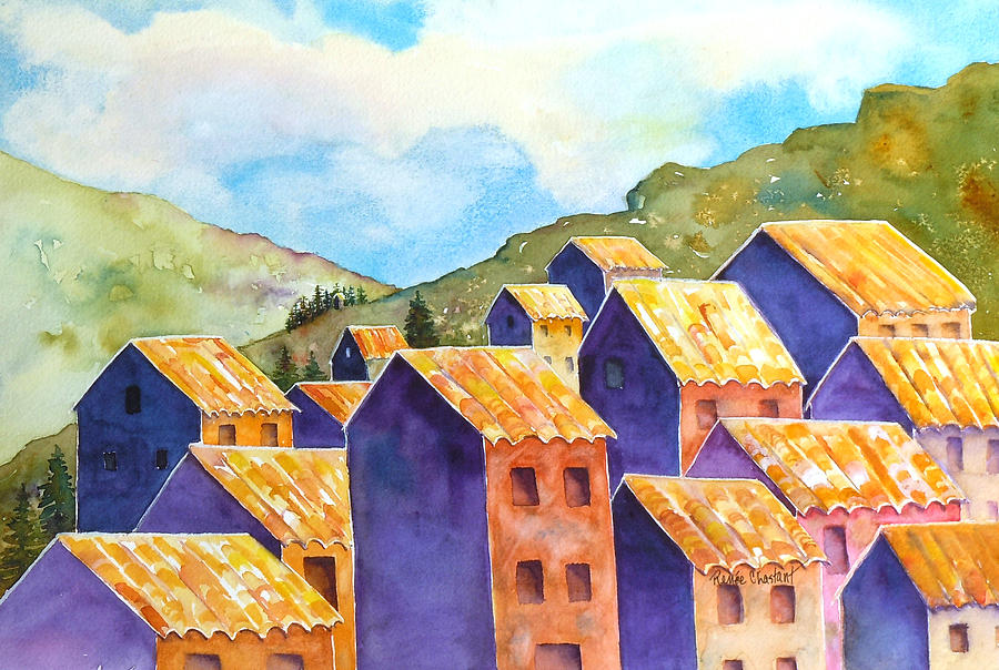 Architecture Painting - Yellow Roofs by Renee Chastant