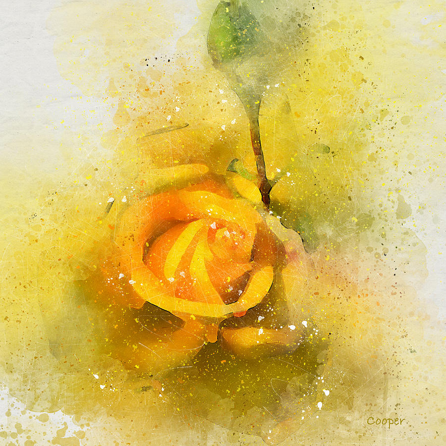 Yellow Rose 2 A Digital Art by Peggy Cooper-Hendon