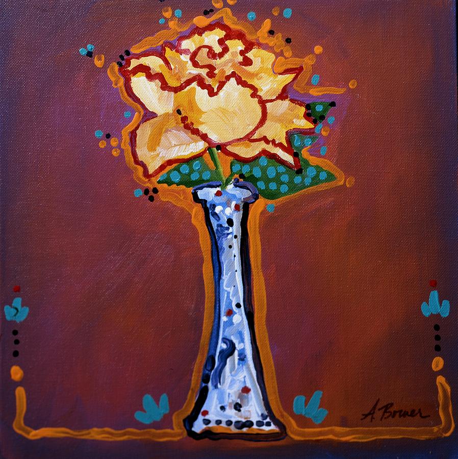 Yellow Rose Painting by Adele Bower