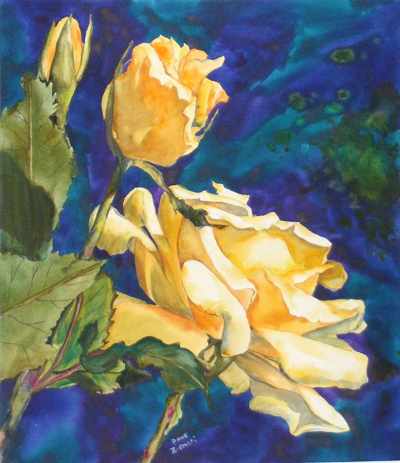 Yellow Rose after Texas Painting by Diane Ziemski