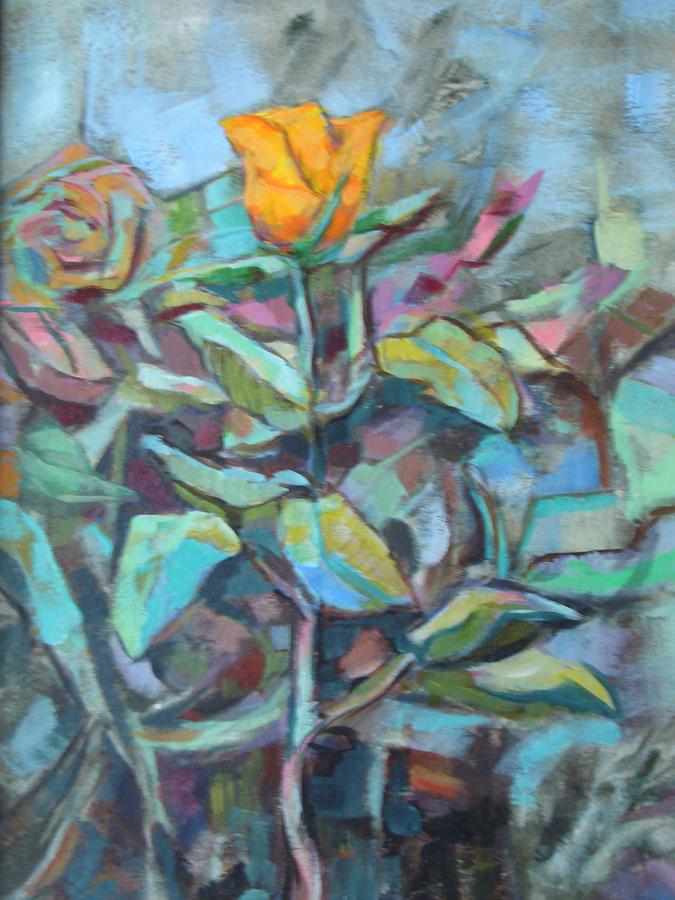 Flowers Still Life Painting - Yellow Rose by Johannes Strieder