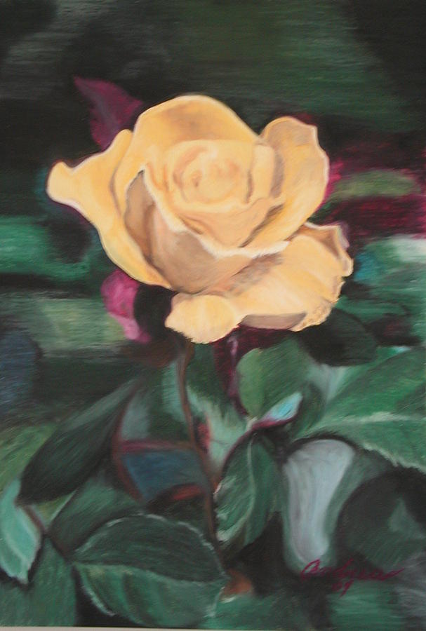 Rose Pastel - Yellow Rose by Andrea Inostroza