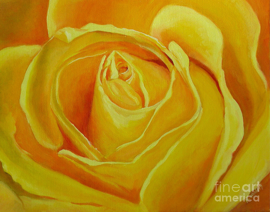 Flowers Still Life Painting - Yellow rose Close up by Karen Winters