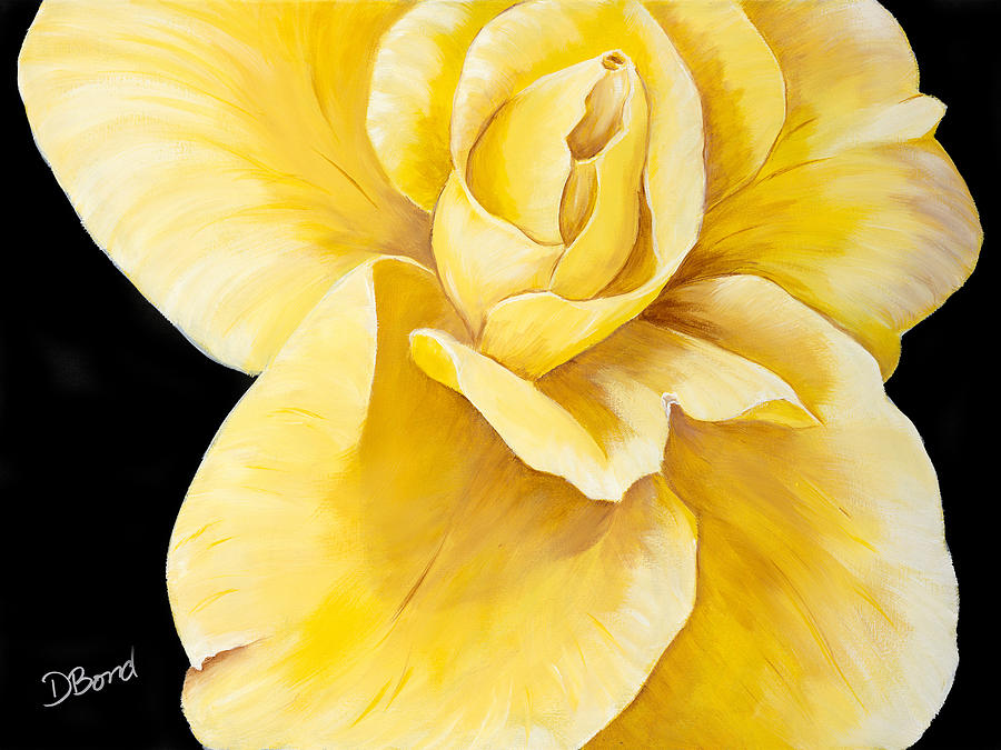 Yellow Rose Painting by Debi Bond