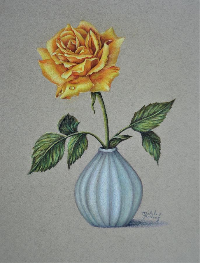 Yellow Rose Drawing by Michele Bolling | Fine Art America