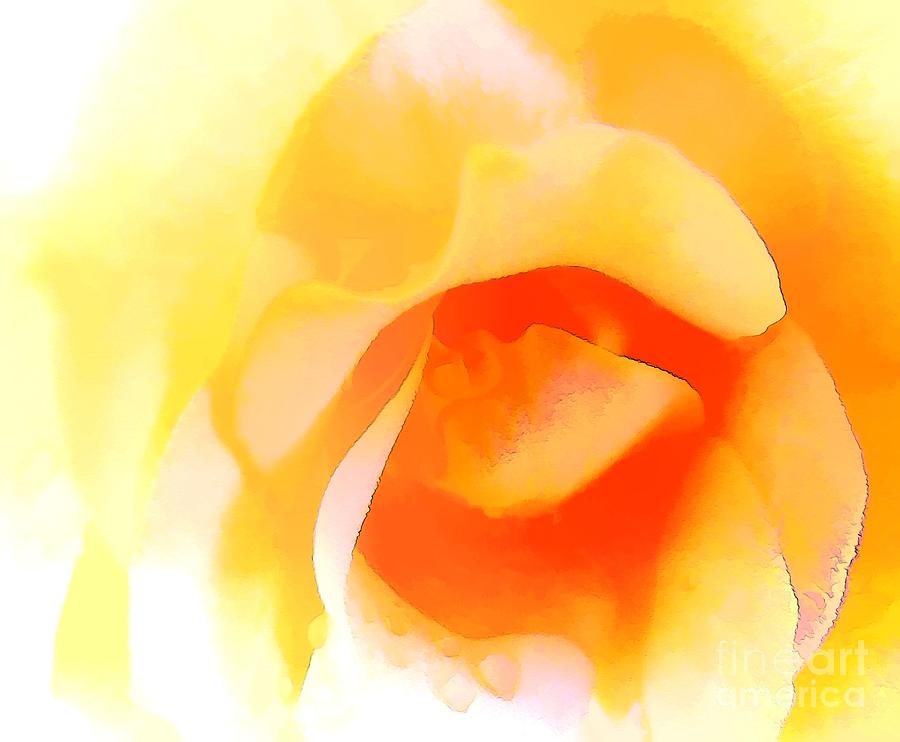 Abstract Painting - Yellow Rose Modern Art Painting by Robyn King