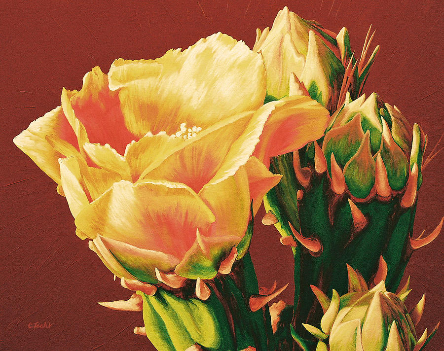Yellow Rose of the Desert Painting by Cheryl Fecht