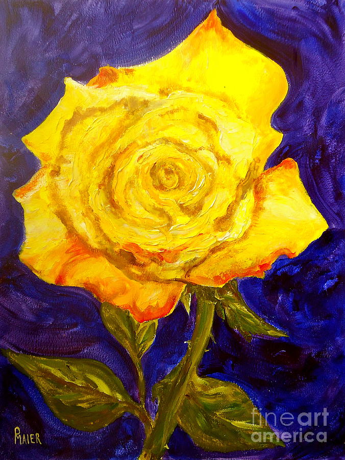 Yellow Rose Painting by Pete Maier