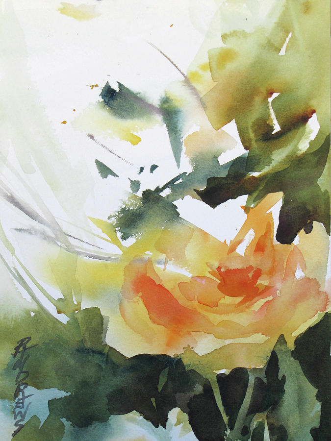 Yellow Rose Painting by Rae Andrews
