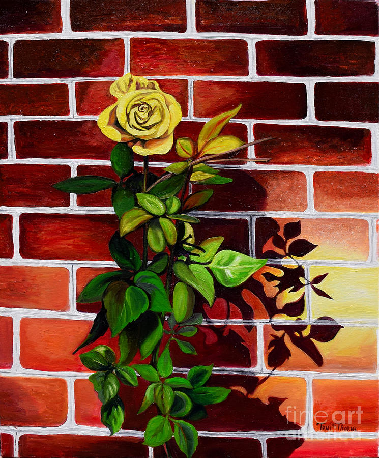 Yellow Rose Painting by Toni Thorne
