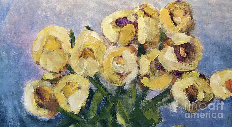 Yellow Roses 2 Painting by Sherry Harradence