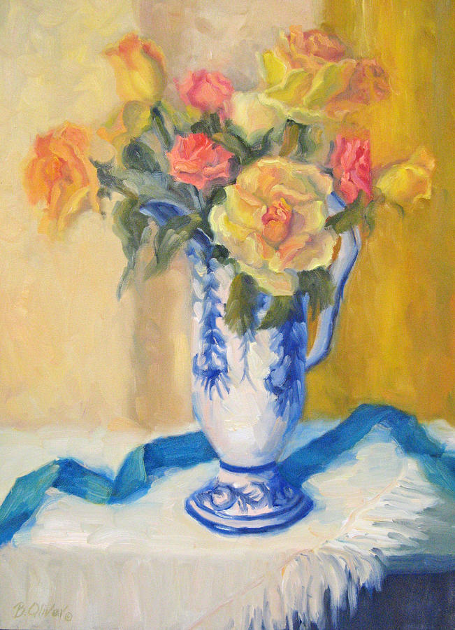 Rose Painting - Yellow Roses by Bunny Oliver