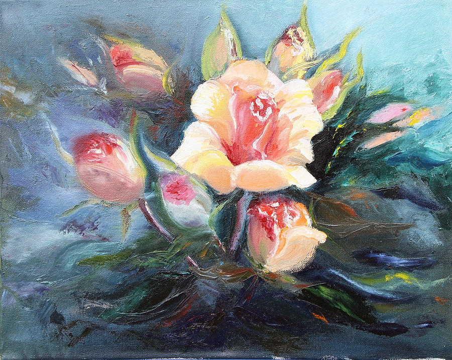 Yellow Roses Painting by Elena Antakova