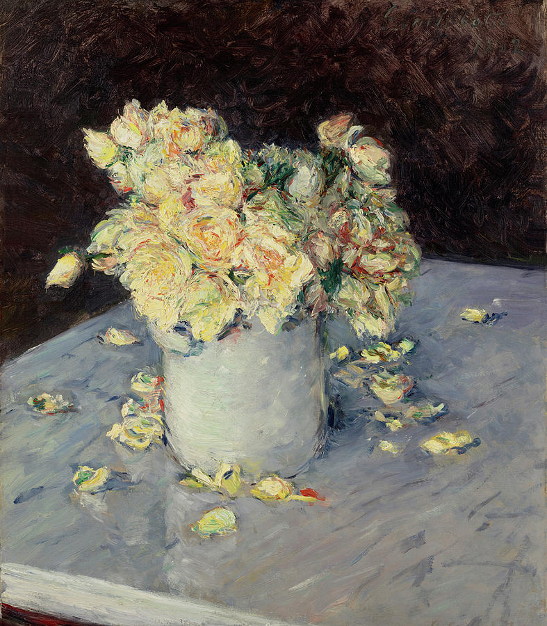 Yellow Roses in a Vase by Gustave Caillebotte 1882 Painting by Movie Poster Prints