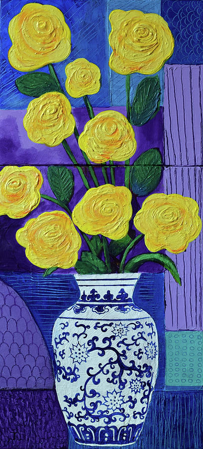 Yellow Roses In Vase Painting