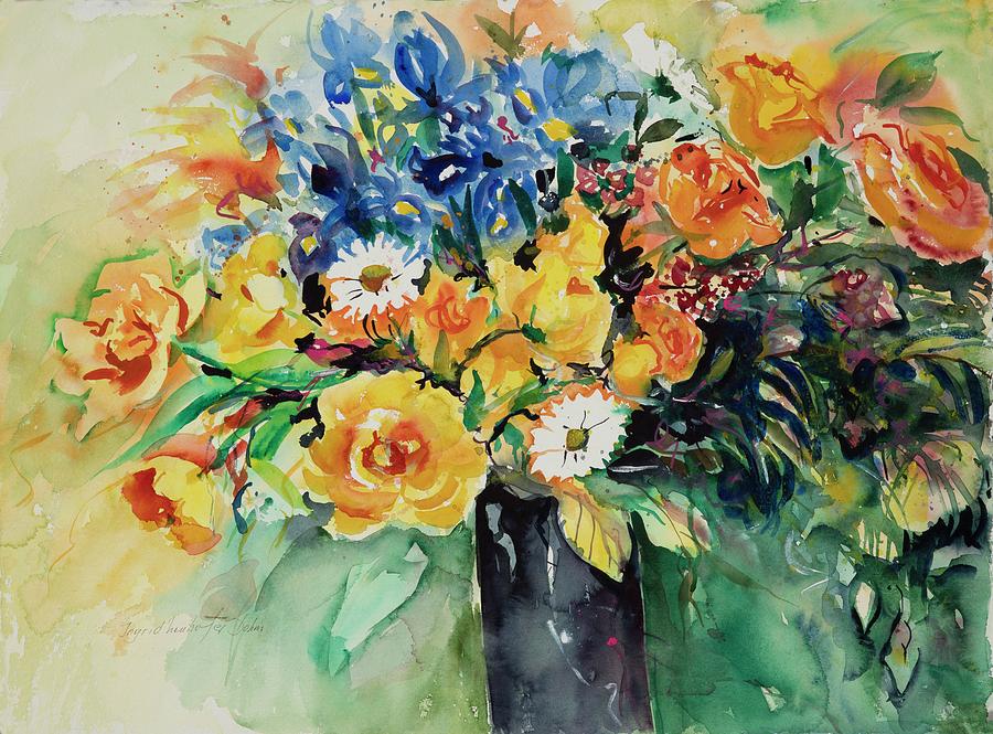 Yellow Roses Painting by Ingrid Dohm