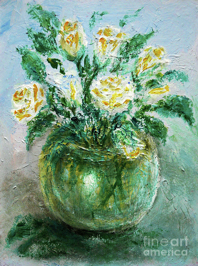 Yellow Roses  Painting by Jasna Dragun
