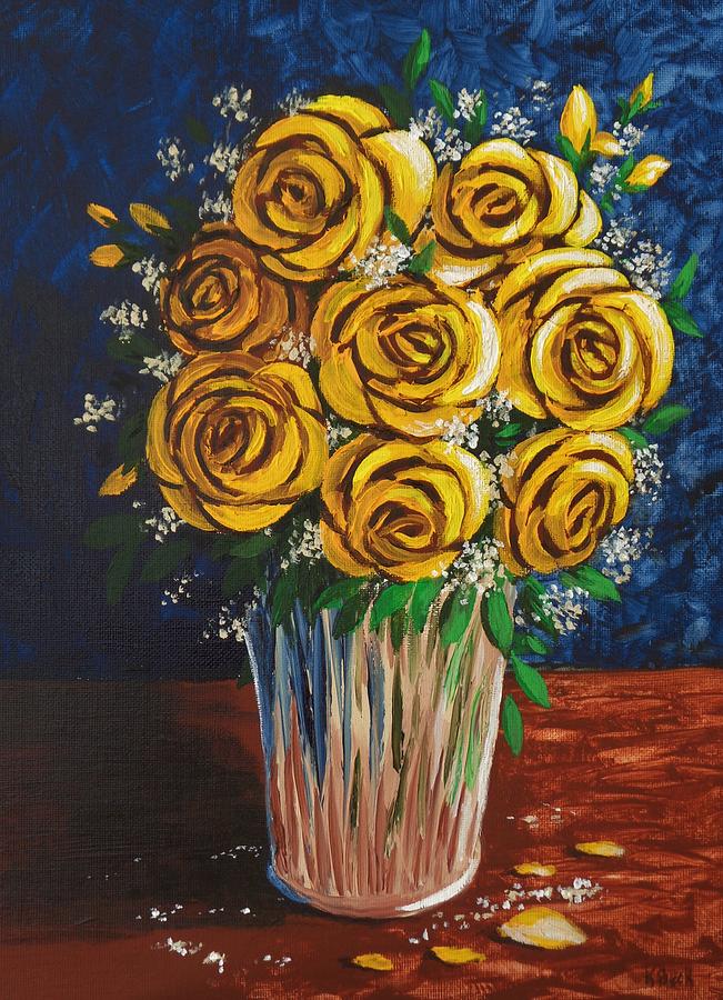 Yellow Roses Painting by Katherine Young-Beck