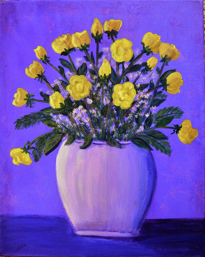 Yellow Roses Painting by Nancy Sisco