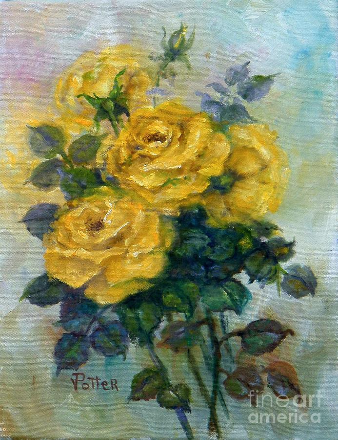 Yellow Roses Painting by Virginia Potter