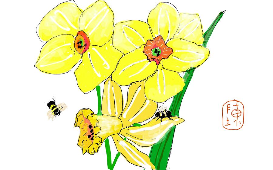 yellow says Spring Digital Art by Debbi Saccomanno Chan