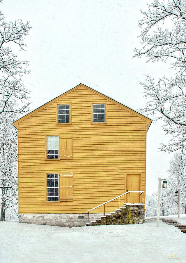 Yellow Shaker House in Winter Photograph by Sam Davis Johnson