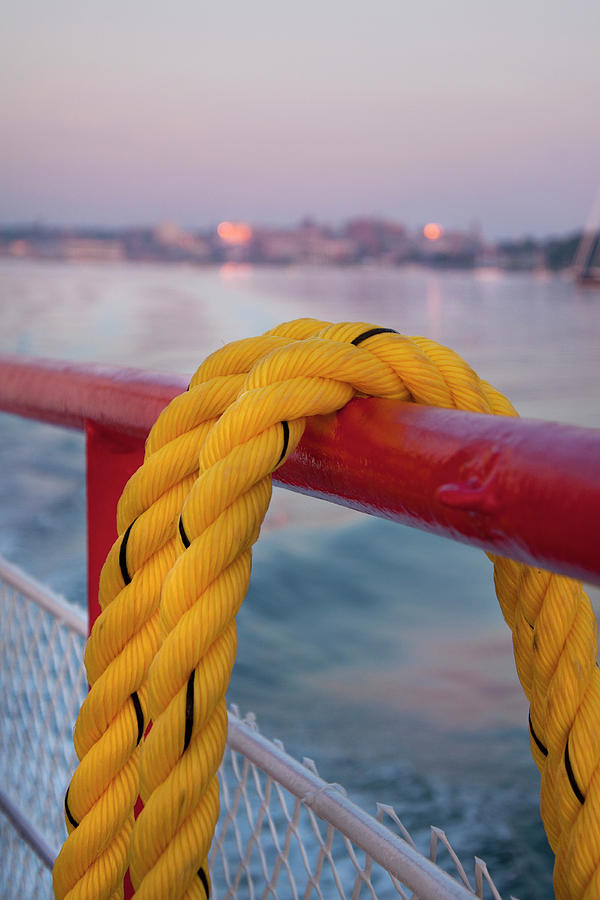 Yellow Ship Rope - Nautical Art Photograph by Joann Vitali