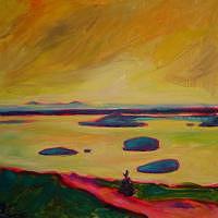 Bar Harbor Painting - Yellow Sky From Cadillac Mountain by Elizabeth Fraser Bar Harbor Painting - Yellow Sky From Cadillac Mountain by Elizabeth Fraser
