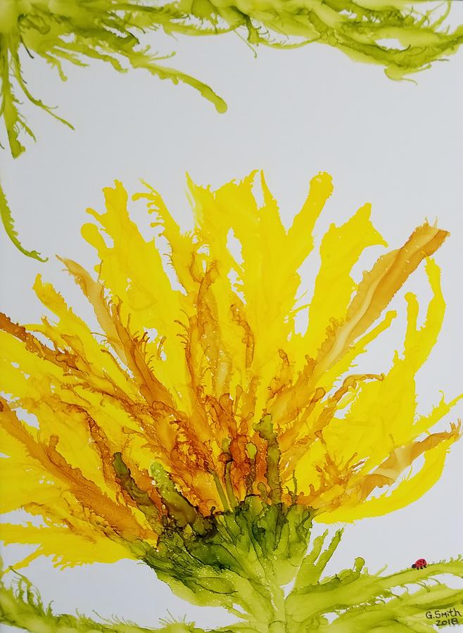 Yellow Spider Mum Painting by Gerry Smith